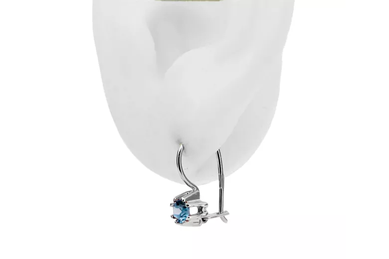 Стерлинговое серебро 925 пробы 14k 583 Aquamarine Серьги vec053s Русский Советский СССР Винтаж изделия Ар-деко style